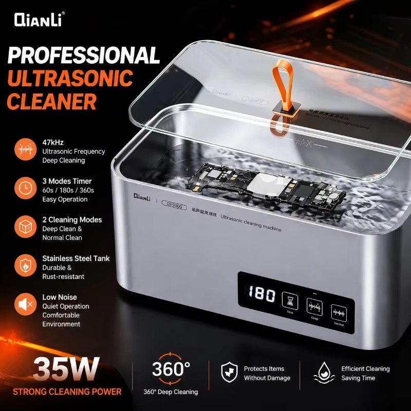 Body Jewelry Repair - เครื่องทำความสะอาดอัลตราโซนิก QIANLI QX9000 35W 47kHz ตัวเครื่องโลหะและกระจก