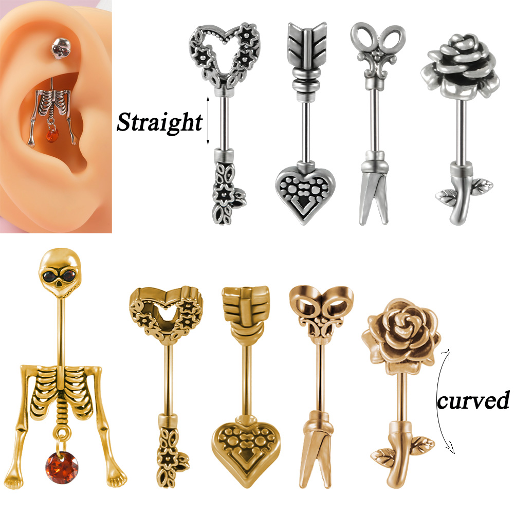 Body Jewelry Surgical Steel - 1PC Vintage ผ่าตัดโครงกระดูก Arrow Feather Ear