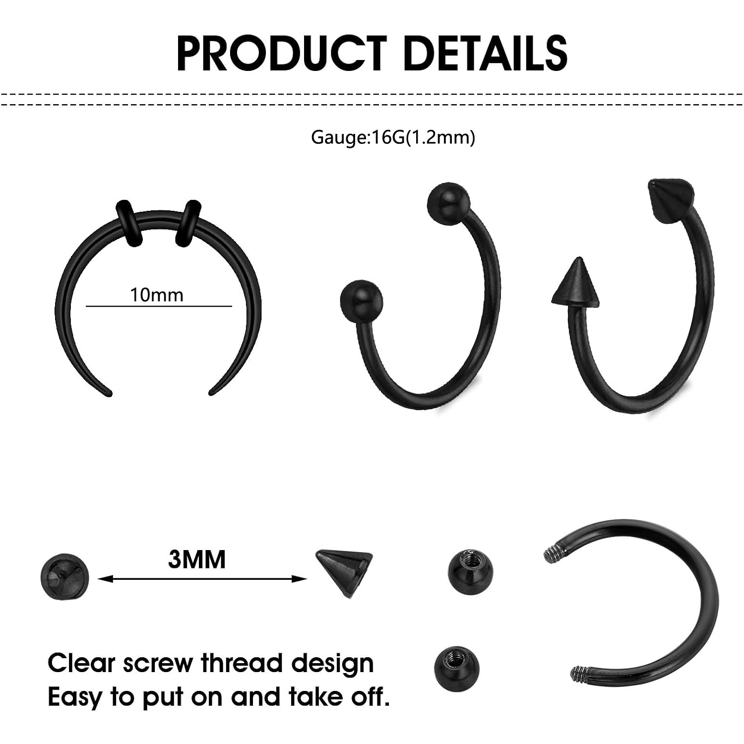 15 ชิ้นชุดแหวนจมูก Septum กับล - Body Jewelry Replacement Ball บทวิจารณ์และราคา
