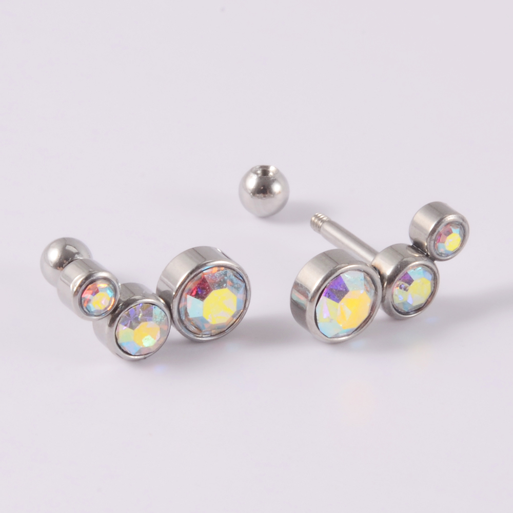 2PCS 361 เหล็กผ่าตัดคริสตัลหู  - Body Jewelry Surgical Steel บทวิจารณ์และราคา