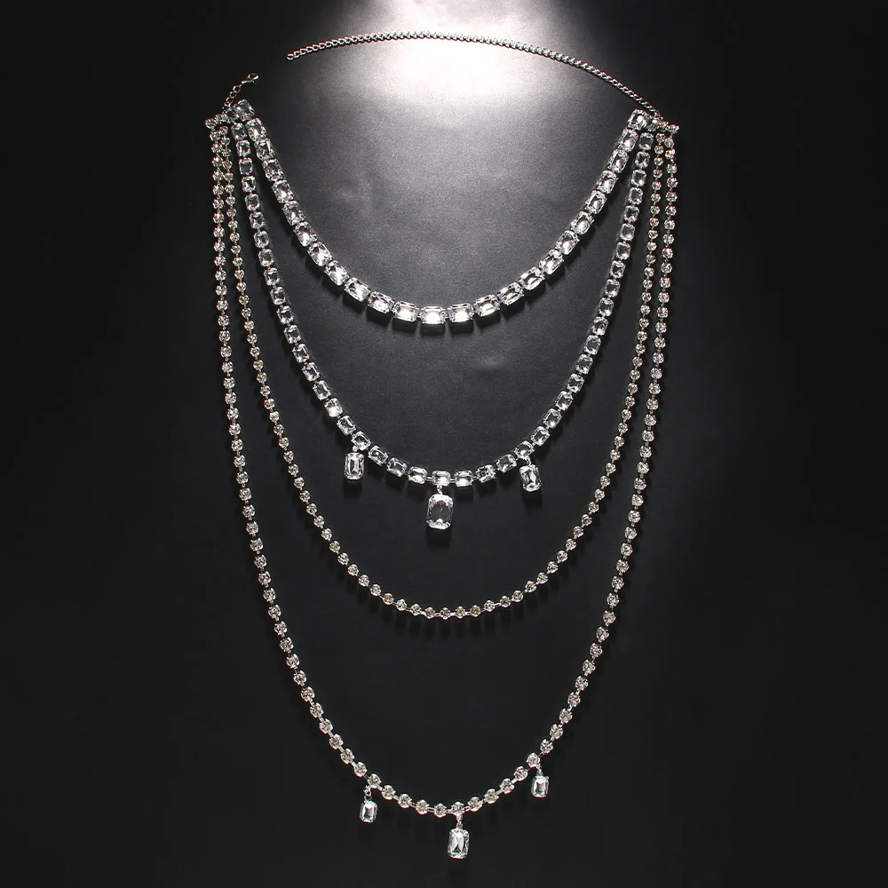 แวววาว rhinestone ยาวพู่โซ่หลั - Body Jewelry Necklace บทวิจารณ์และราคา