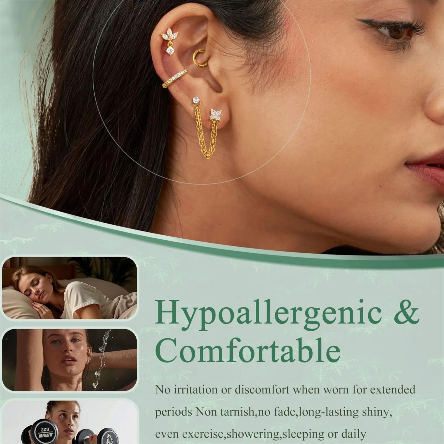 ต่างหูเจาะกระดูกอ่อน 16 เกจ สำ - Body Jewelry Surgical Steel บทวิจารณ์และราคา